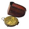 Style Brass Compass with Embossed Leather Case