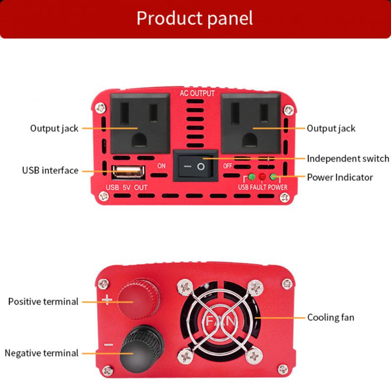 Car Inverter 1500W Power DC 12V To 110V/220V 230V Dual USB Charging Adapter Converter Solar Omvormer 12 Naar 220 Volt Europa