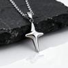 Einfaches Trendiges Sternen Halskette für Männer Jungen,Silberfarben Edelstahl 4-Zackiger Stern Anhänger,Hip Hop Minimalistischer Schmuck Geschenk