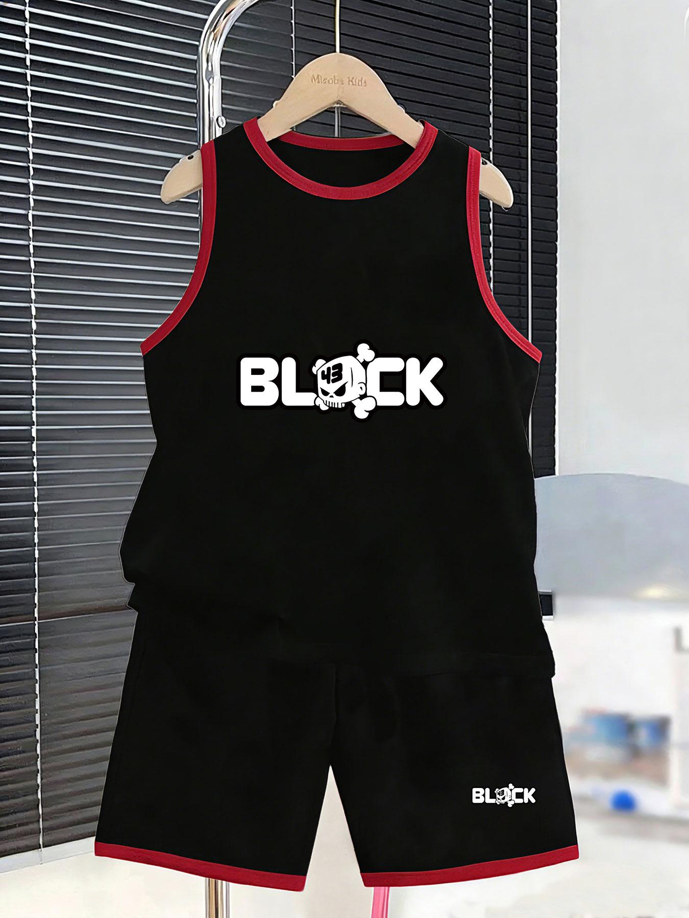 Boys’ skull letter set. Creative prints, breathable fabric, loose fit for street-style wear. 2-3Y чёрный
