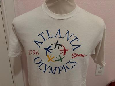 Vintage 90er Jahre Olympische Spiele Atlanta 1996 Weißes T-Shirt L