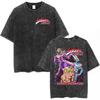 Anime Washed Vintage T Shirts Jojo Bizarre Adventure Tshirt Manga Giorno Giovanna Streetwear Men Women Casual Oversized T Shirt