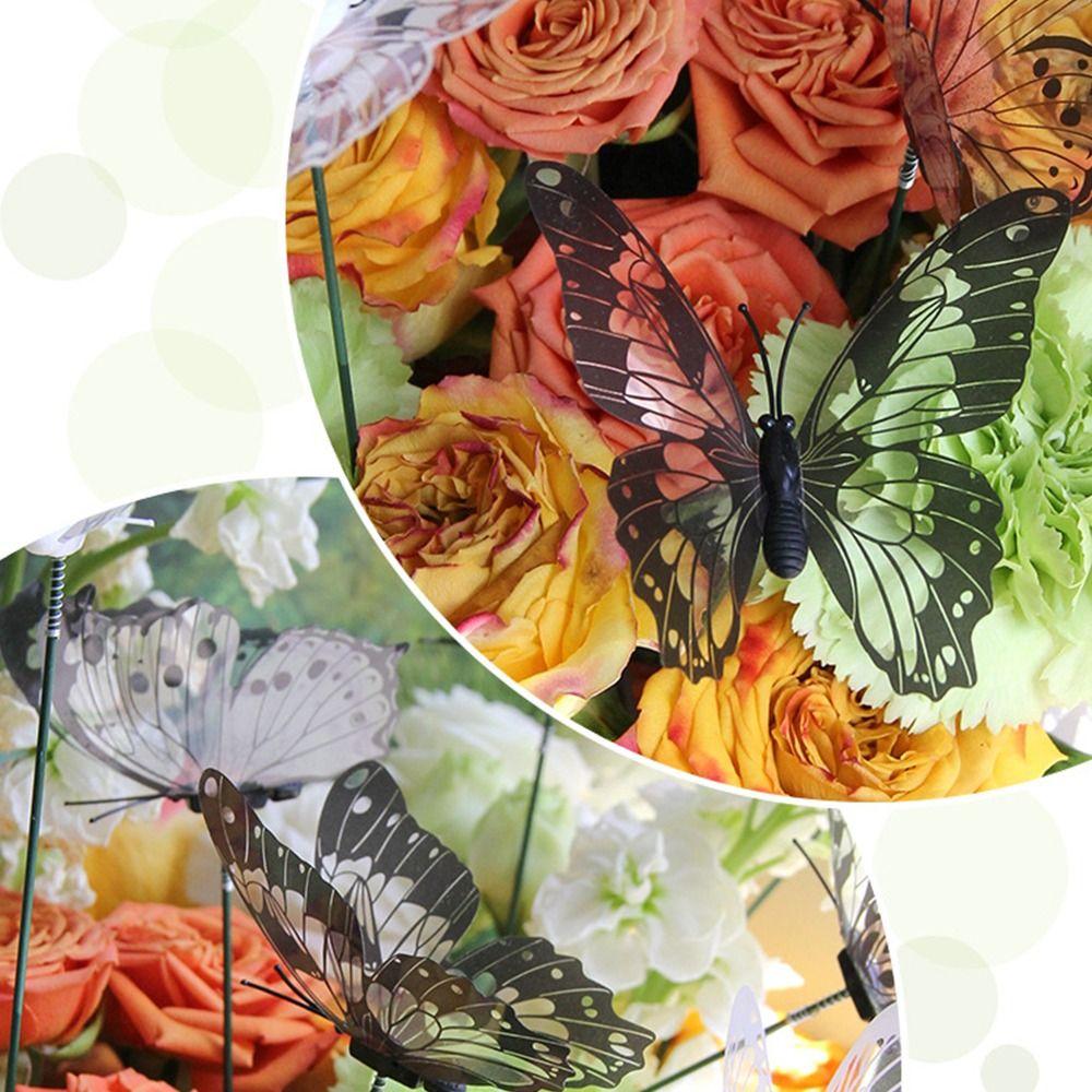 25PCS Black White Butterfly Garden Decorative Stakes Simulation Butterfly Stakes  Weding Ornament