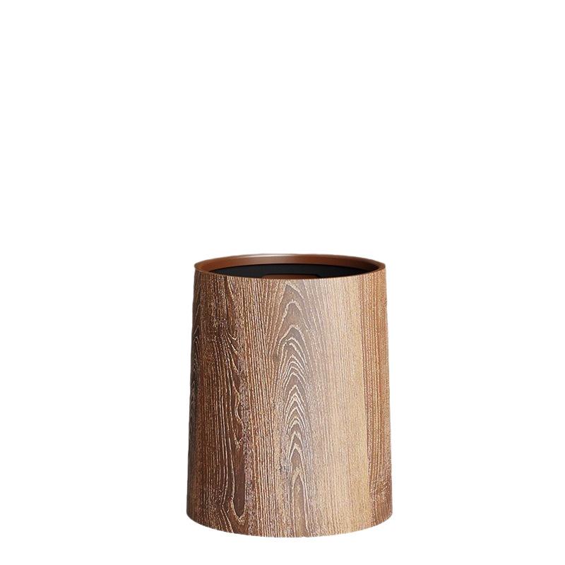 Wood Grain Trash Can for Kitchen, Bedroom, Living Room, and Bathroom - Stylish and Spacious Waste Basket for Home or Hotel.