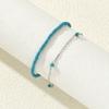 2 PCS Summer Beach Turquoise Rice Beads Anklet for Women Vintage Bohemian Silver Color Foot Chain Fashion Female Seaside Jewelry
