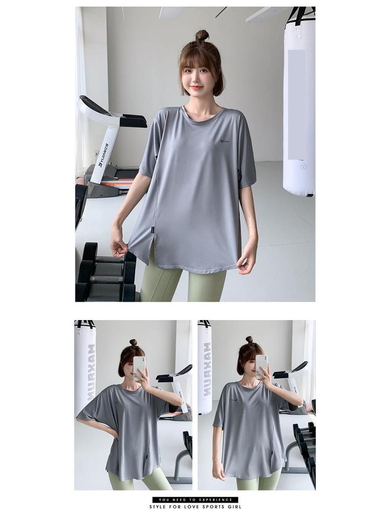 Plus Size Quick-Dry Fitness Top - Round Neck, Hip-Hiding, Slimming Outerwear for Yoga & Running