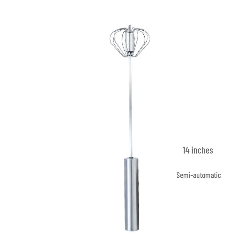 Stainless Steel Semi-Automatic Whisk Set - Manual Thickened and Mini Silicone Whisks