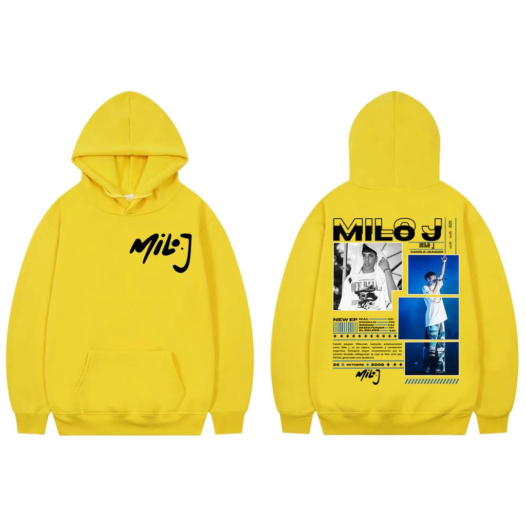 Rapper Milo J 511 Album Tour Graphic Hoodie Men Women Hip Hop Fashion Zip Up Sweatshirt High Quality Fleece Oversized Pullovers