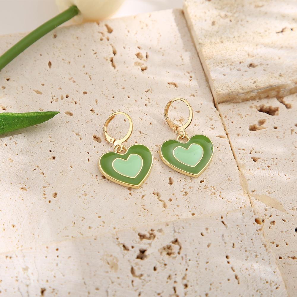 iF ME Einfache Creolen tropfen Öl Doppel Herz Anhänger Ohrring Zubehör Schmuck