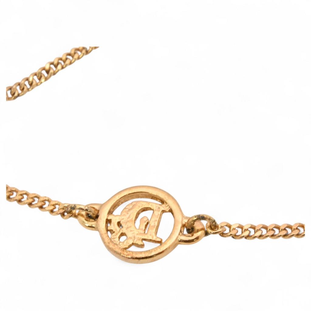 Auth Christian Dior Bracelet Round Logo Gold di9905yu