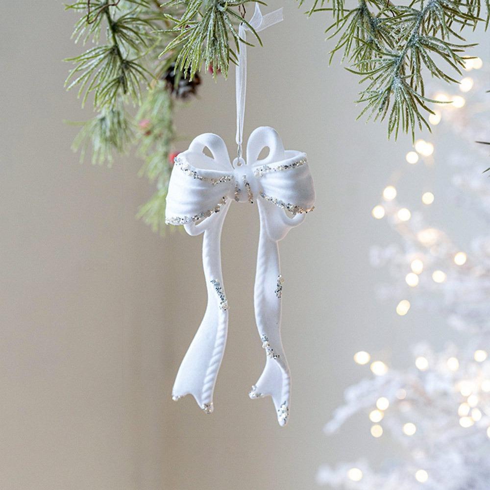 Flocking Christmas Hanging Pendants White Christmas Tree Ornament Xmas Ball  For Christmas