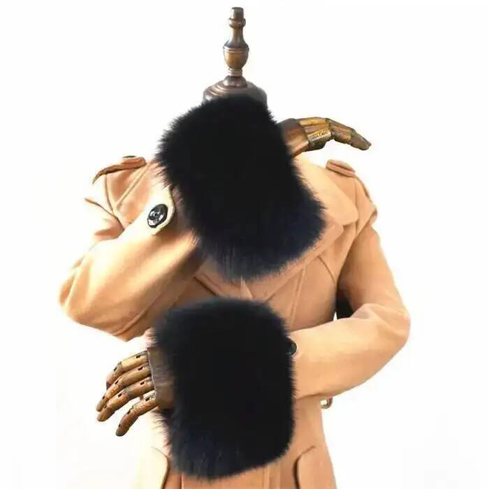 100% Real Fox Fur Cuffs Winter Natural Warm Oversized Arm Warmmer Wristband High Quality Coat Jacket Sleeve Fashion Luxury Cuffs
