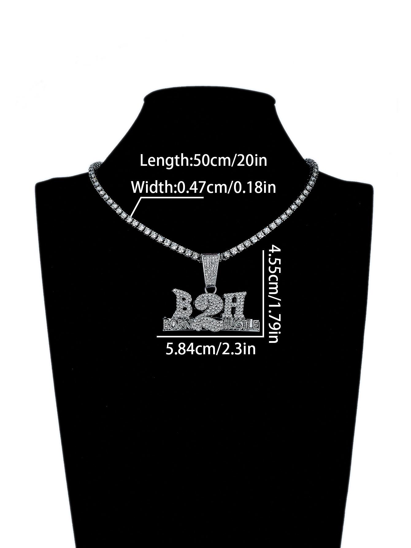 Men s Street Style Hip Hop Number & Letter Diamond Pendant Necklace