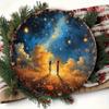 Metal Wall Art Starry Night Round 20cm Aluminum Gift for Living Room