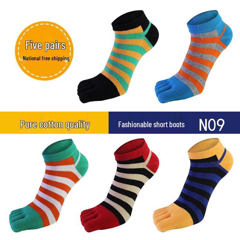Men's Sweat-Absorbing Cotton Five-Toe Sports Socks