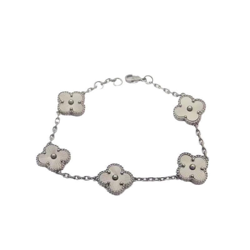 18K Rose Gold Double-Sided Four-Leaf Clover Carnelian Bracelet for Women