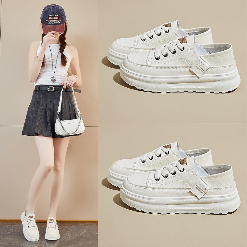 Two-wear White Shoes for Summer New Style of Female Students' Mesh Breathable Height-enhancing Casual Shoes