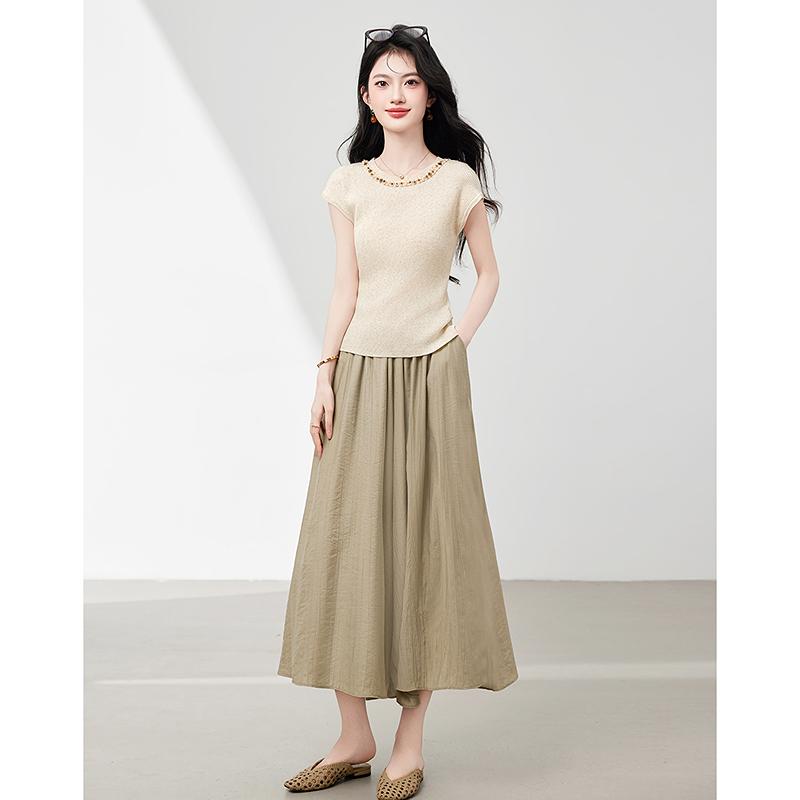 Fashionable Temperament Set, Versatile Soft Knitted Small Shirt, Wide Leg Pants Two-piece Set