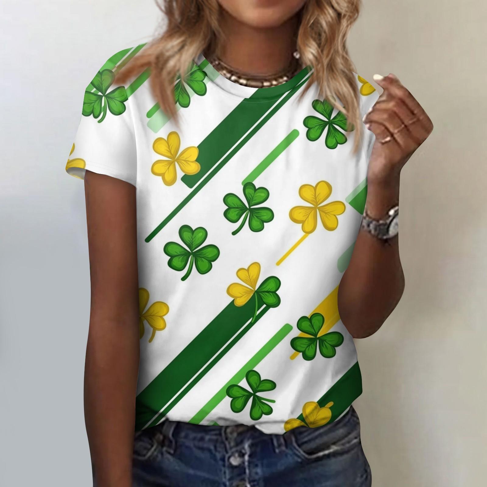 

Женская модная повседневная блузка с круглым вырезом и короткими рукавами с цветочным принтом S