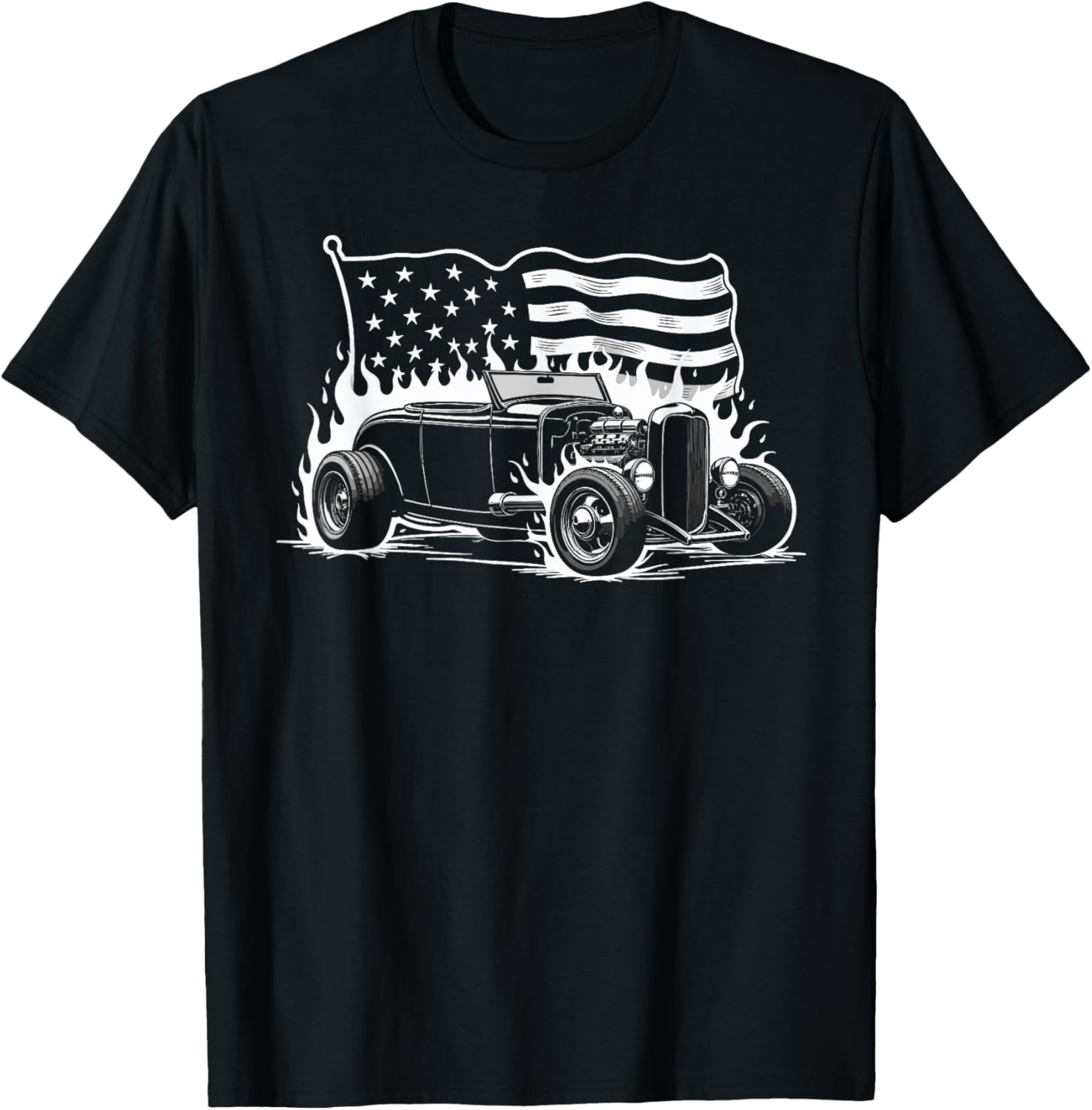

1932 Deuce Coupe Classic American Flag Patriotic Silhouette T-Shirt 5XL різнокольоровий