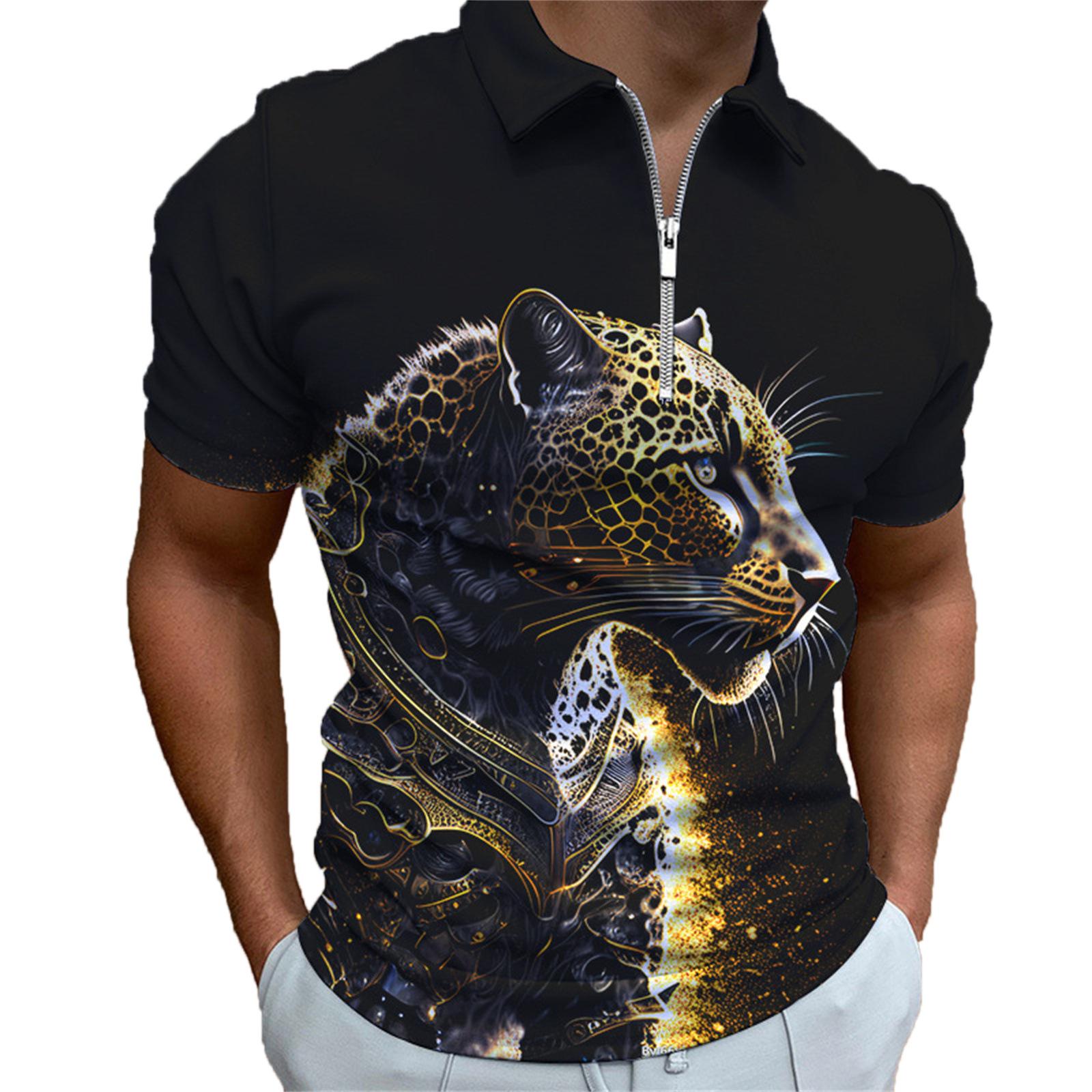 

Рубашки-поло на молнии с 3d принтом льва, мужская спортивная одежда, футболка с животным узором, летние поло с короткими рукавами, топ для мужчин 6XL