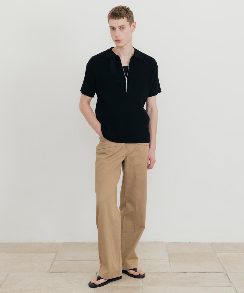 SSIN AND LEE Lounge Half Knit Polo Shirt Black