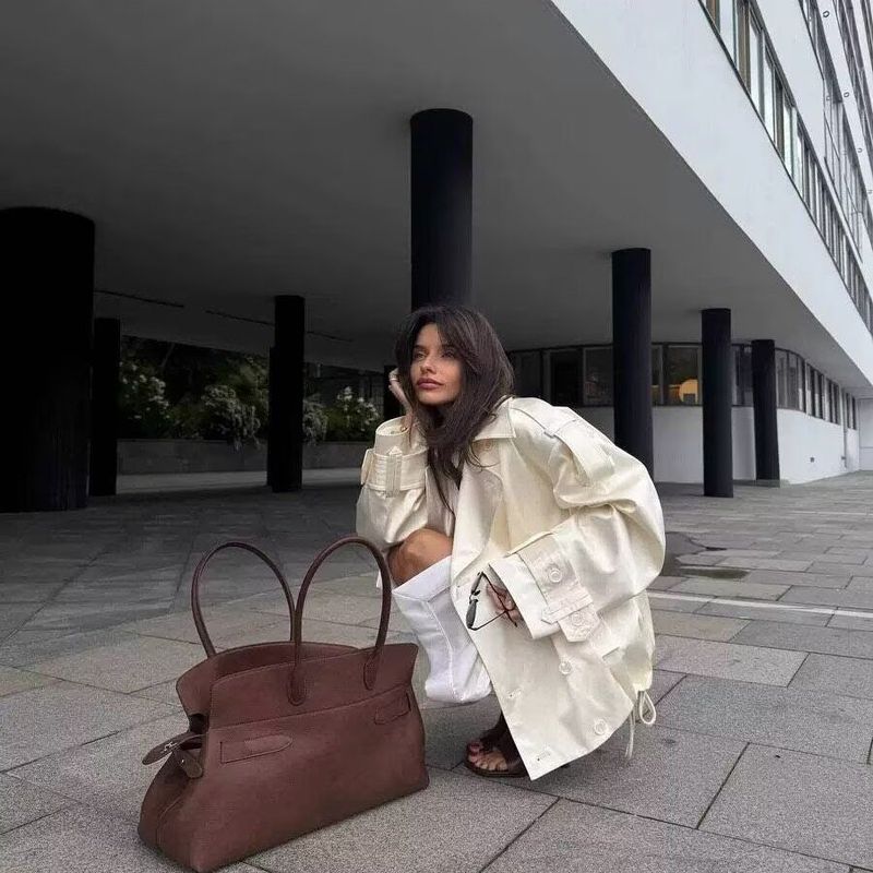 Za Export New Arrival Women's Clothing ZR Fashion Style Fashion All-Match Casual Lapel Double Breasted Short Trench Coat