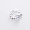 Korean New Exquisite Crystal Temperament Ring Sweet French Elegant Flower Opening Ring Female Jewelry