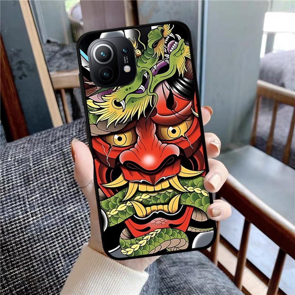 Samurai Oni Mask Phone Case For Xiaomi Mi 5X 8 9 10 11 12 Lite Pro 10T PocoX3pro PocoM3 Note 10 Pro Lite