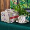 French Pastoral Style Coffee Set: Floral Brocade Cup and Saucer with Teapot - Perfect Gift Item
