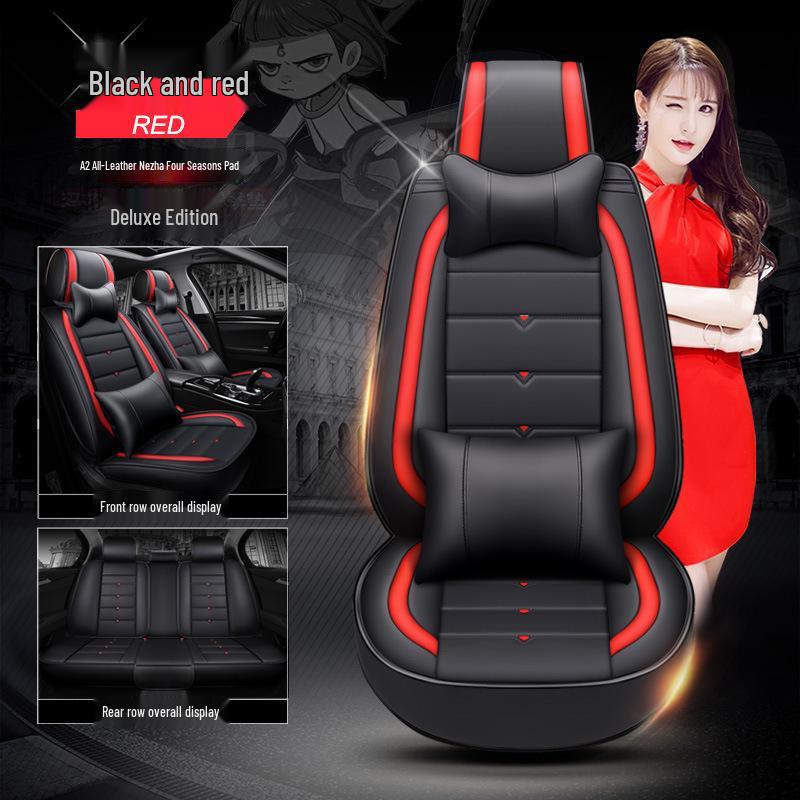 A2 Cartoon Full Leather Car Seat Cushion - New Devil Design