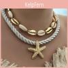 Summer Beach Style Alloy Shell Starfish Necklace For Women With Multilayer Design