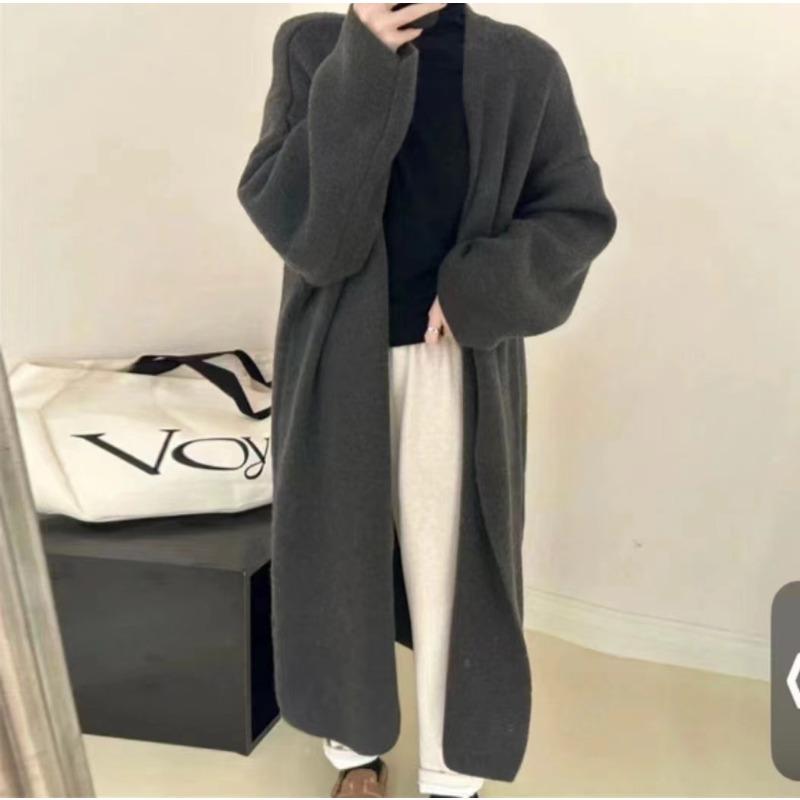 Jachetă Pulover de Lungime Medie Design pentru Femei Retro Vânt Leneș Larg Toamnă și Iarnă Cardigan Tricotat Confortabil Versatil și la Modă