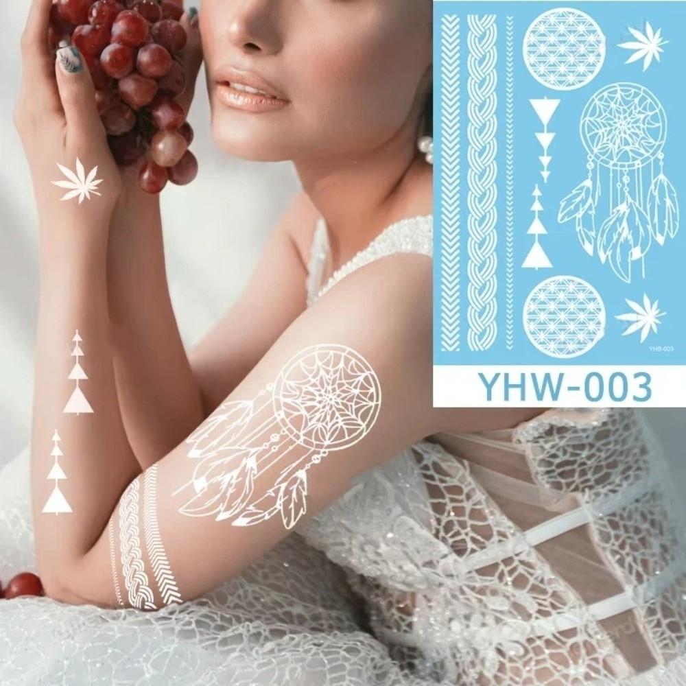 Waterproof White Tattoo Stickers Long-lasting Lace Flower Temporary Tattoo Stickers Ethnic Style Butterfly Tattoo Stickers Party