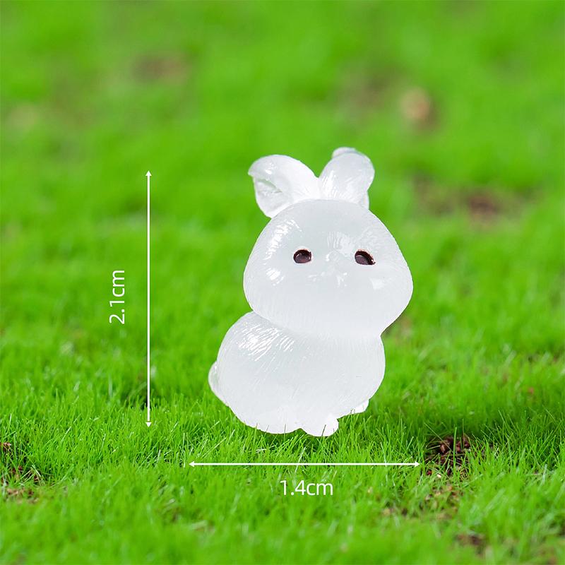 8Pcs Luminous Rabbit Miniature Figurines Fairy Garden Decoration 8 Postures Cute Bunny Home Decor Glow At Night Desk Ornaments