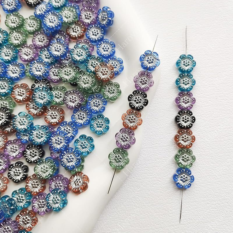 Perline di fiori Harovo, mix di perline, perline antiche, perline acriliche, perline decorative, perline, artigianato, braccialetti, orecchini, accessori, parti, 100 pezzi, colori misti x