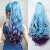 Regenboog Ombre Pastel Krullend Golvend Pruik Synthetisch Lang Gelaagd Haarstuk Cosplay