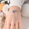 Authentic Original Bracelet High Quality Fine Jewelry Charm Bead Components Copper Metal Plated  Ice Blue Heart-Shaped Snake Bone Bracelet High