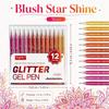 Colorful Glitter Gel Pens 12/36pcs Set 0.8mm Fine Point Vibrant Sparkle Highlighter Liner Stackable Shimmer Pattern