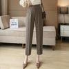 Women's High-Waisted Loose-Fit Cropped Cigarette Pants for Spring/Autumn