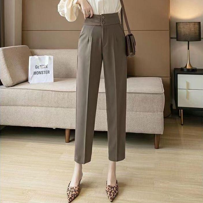 

Women s High-Waisted Loose-Fit Cropped Cigarette Pants for Spring/Autumn S [around 85 kg]