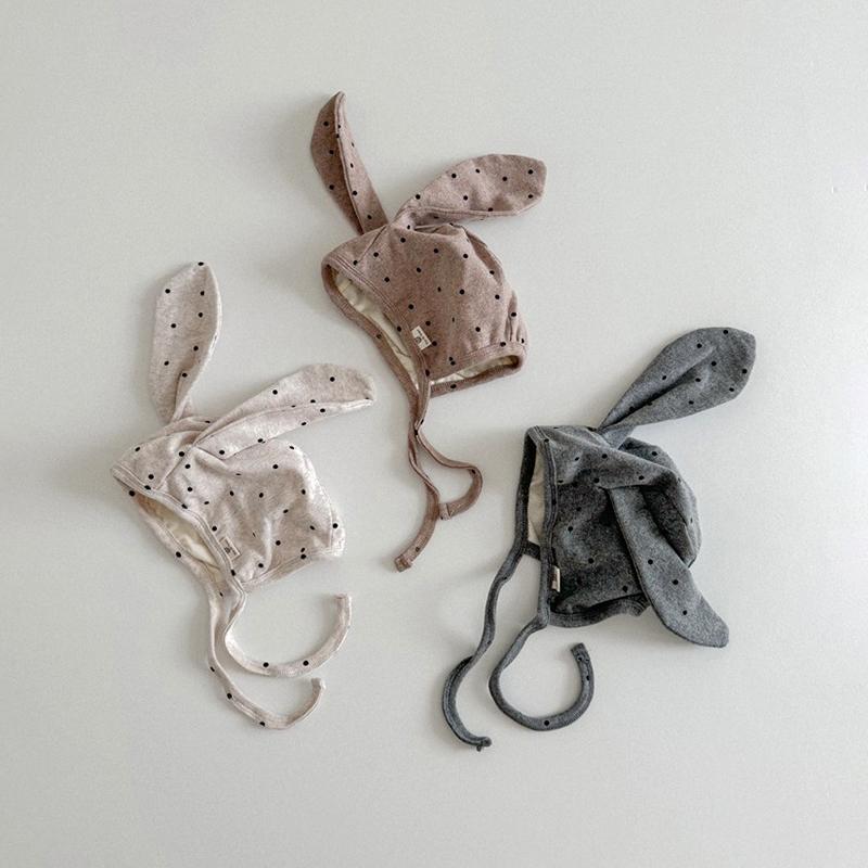 Cute Rabbit Ear Protection Hat Newborn Fetal Hat 0-20M Baby Dot Print Cotton Bonnet Spring Autumn Warm Kid Earmuffs Cap