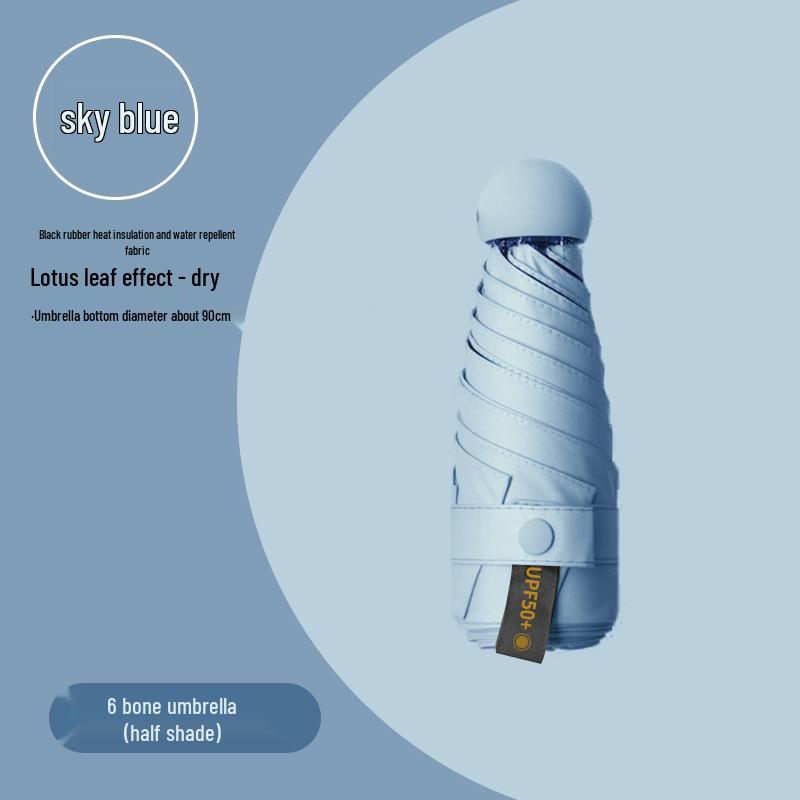 Lätt UV-skyddande Kapselparaply - Bärbart Dubbelanvändningssolskydd för Kvinnor, Soliga och Regniga Dagar