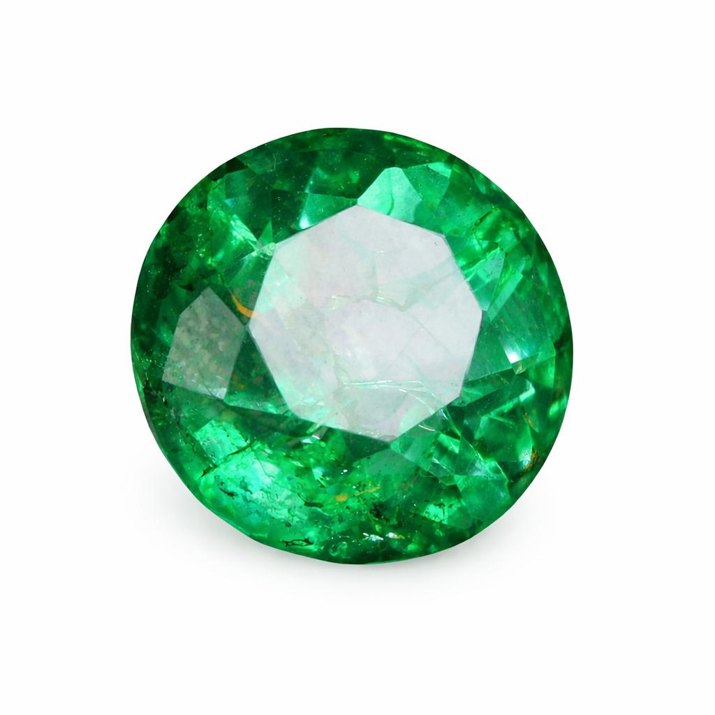 Natural Green Emerald Loose Gemstone Round Cut 8 ct Colombian for Jewelry Making and Gem Collections