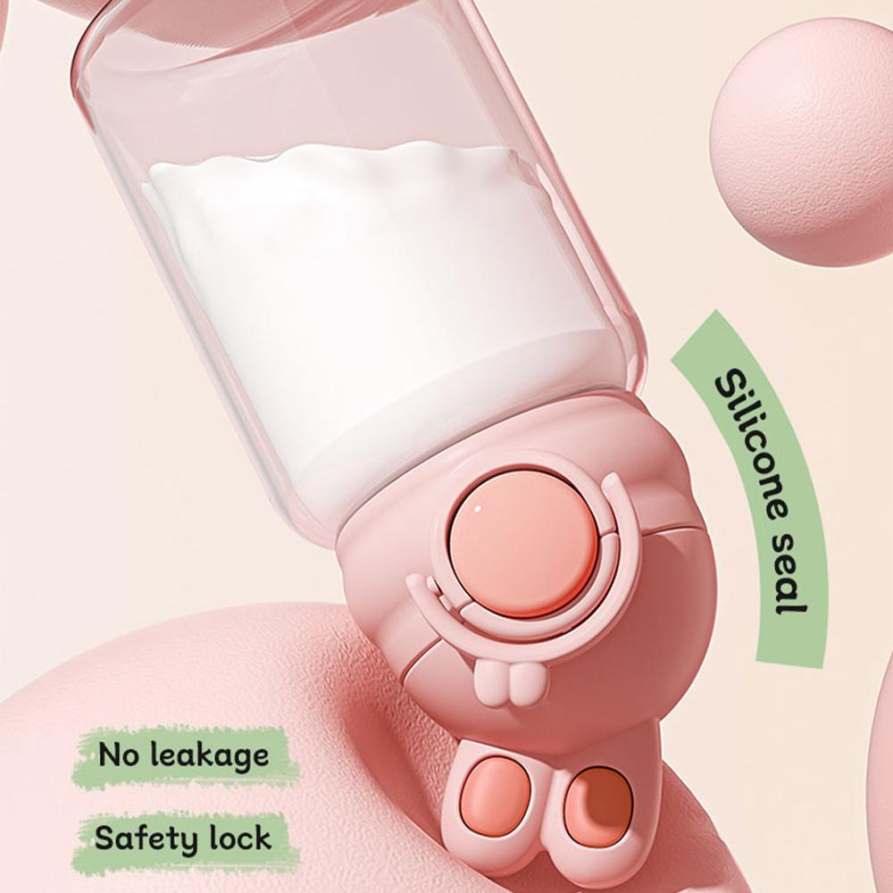 600ML Cartoon Bunny Kids Water Bottle With Straw Children Plastic Cup Lightweight Anti-falling Leakproof Drinking Bottle Drinkware