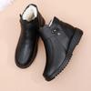 Winter Women Genuine Leather Waterproof Black Ankle Boots Female Thick Plush Warm Snow Boots Mother Waterproof Non-slip Booties