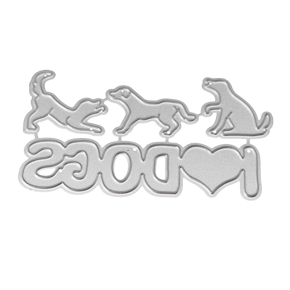 I Love Dogs Frame Metal Silvery Stencil Embossing Cutting Dies For Diy Scrapbooking Paper Album Cards Making