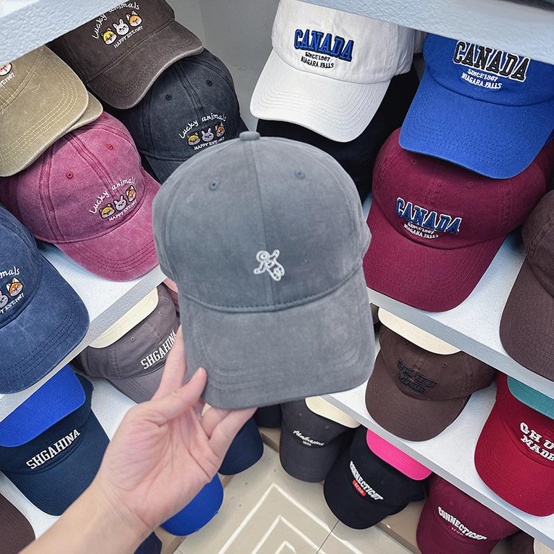 

Южная Корея Новая вышитая бейсболка Простая маленькая бейсболка для большой головы и формы лица 54-59CM