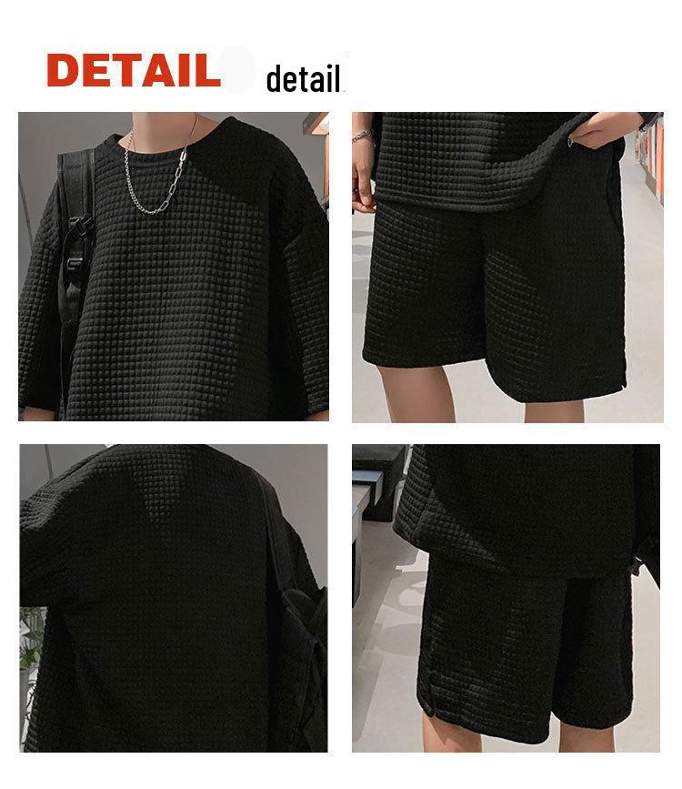2024 Sommer Koreansk Gutt Sportdress i Hong Kong-stil: Løs T-skjorte & Enkle Femlommershorts