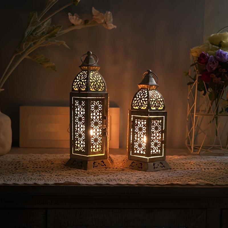 Retro Iron Candle Stand with Accessible Front Enhancing Holiday Celebration and Living Room Ornament Candle Stand